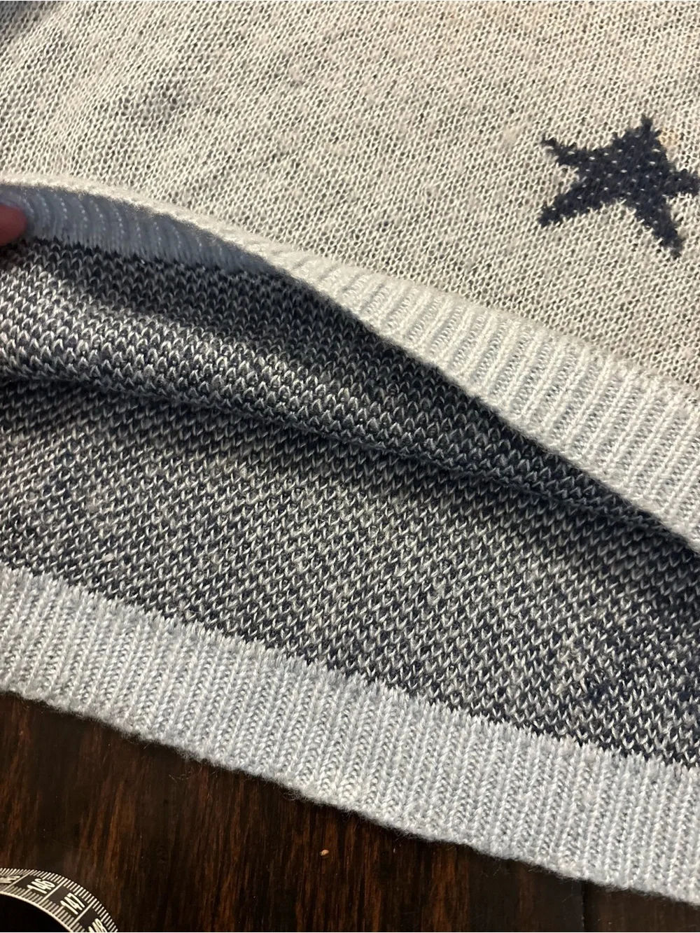 POL Crewneck blue Sweater with Navy Star Motif size small